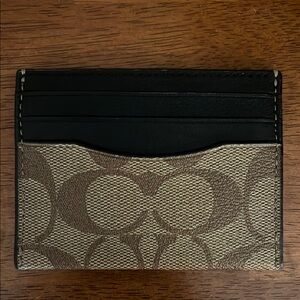 Coach Black and Tan Signature Card Holder
